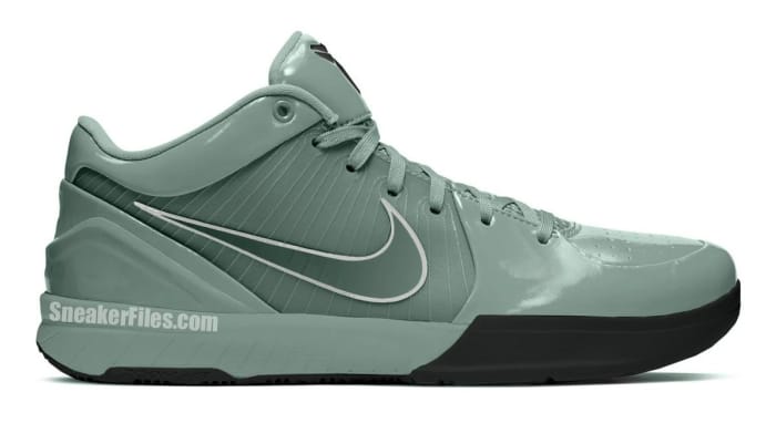 Side view of Kobe Bryant's green and black Nike shoe.